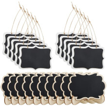 20 Pack Rectangle Chalkboard Label, FindTop Foot Stand and Hanging Chalk Blackboard Wood Small Message Board