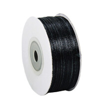 3mm x 91m Thin Black Ribbon Halloween Ribbon for Gift Wrapping, 1/10 inch Slim Black Satin Ribbon for Halloween Cake Wrapping Wedding Hair Bow Bouque