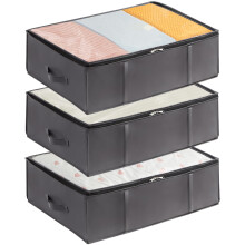 Lifewit 3 Pack 40L Under Bed Storage, Underbed Storage Boxes with lid Clothes Storage Bag Wardrobe Storage Organiser with Reinforced Handle, PVC Wind