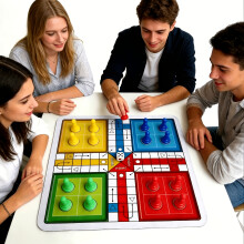 19.69-inch Extra-Large Ludo Airplane Chess Board Game with 24 Randomly Assorted Six-Color Pieces