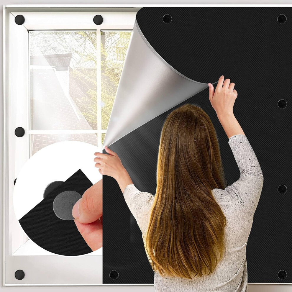 Bksai Magnetic Blackout Blinds Window For Bedroom Traceless Removable, 006 Any Shape And Size, No Drilling 32 Magnets, Portable Black Out Blinds Curta
