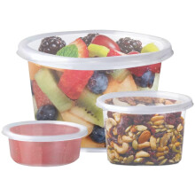Concept4u Reusable Plastic Pots | Round Plastic Food Containers | Small Sauce Pots with Lids | Sauce Cups Take Away | 8oz (250ml) 50 Pack