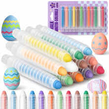 12pcs Non-Toxic Dustless Chalk with Holder Suitable for Sidewalk,, Art Crafts - Washable Colored Chalk Sticks