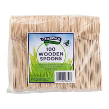 Caterpack Enviro - 100 Pack Wooden Spoons - Compostable Biodegradable Birchwood Cutlery, Eco-Friendly, Sustainably Sourced, Disposable Wooden Spoons