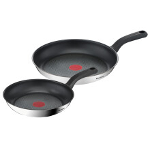 Tefal Comfort Max 24/28cm Stainless Steel Frying Pan Set, Durable Non-Stick Pan with Thermo-Spot Heat Indicator, Induction Compatible Base