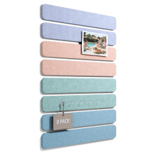 Fluxynara Cork Board Alternative Felt Strip Board 8-Pack 33x5 cm, Office Pin Board with Push Pins, Adhesive Install for Bedroom Door & Home Office (C