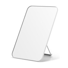 OMIRO Desk Makeup Mirror, 20 x 14cm Table Mirror with Foldable Stand and Hanging Hole for Shaving and Travelling, White