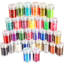 LEOBRO Holographic Chunky Glitter, 32 Colors Thick Epoxy Resin Glitter for DIY Crafts Card Jewelry Making