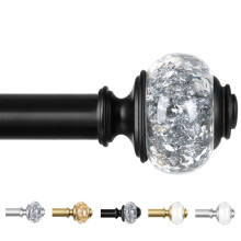 Black Curtain Poles for Eyelet Curtains 80 to 304 cm, USFOOK Long Metal Curtain Pole for Living Room, 22mm Adjustable Curtain Rods with Translucent F