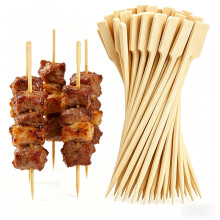 Bamboo Paddle Skewers 12cm, 200 Pack Wooden Skewers for Kebabs, BBQ Barbecue Skewers, Burger Sticks, Cocktail Picks and Sticks for Appetizers, Buffet