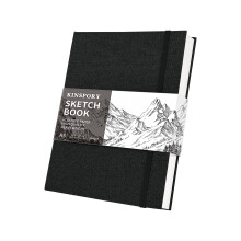 KINSPORY Hardcover Cloth Sketchbook, Sketch Pad, 100 Pages (50 Sheets) 150gsm Professional Perforated Sketch Paper, Travel Drawing Pad for Artists, A