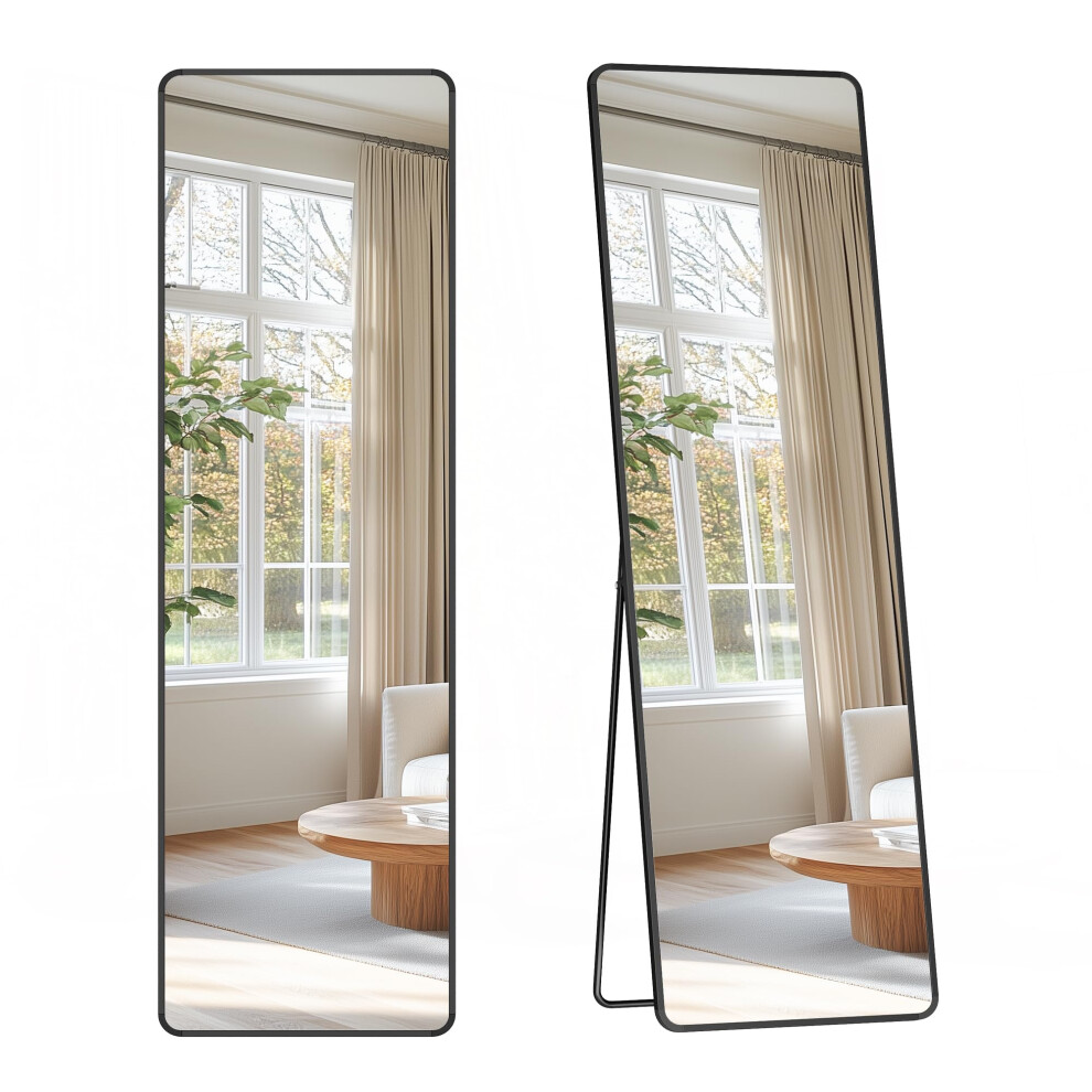 Songmics Full Length Mirror, 150 X 40 Cm, Rectangle Full Body Mirror With Stand, Aluminium Alloy Frame, Tempered Glass, For Bedroom, Living Room, Clo