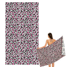 Large Quick Dry Microfibre Beach Bath Towel for Adult,Double Sides Pink Spots Leopard Sand Free Beach Towel with Bag,Lightweight Gym Yoga Sports