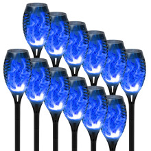 (12 Pack (Blue)) 6/8/12pcs Solar Torch Lights Outdoor, Light with Vivid Dancing Flickering Flames for Landscape Garden Pathway, Auto On/Off, for
