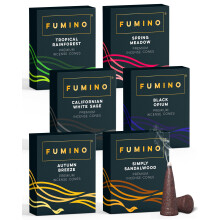Fumino Incense Cones 90 Pack 6 Fragrances - Handmade Natural Masala Incense Cones for Meditation, Breathwork & Home Fragrance, Low-Smoke Woody Citrus