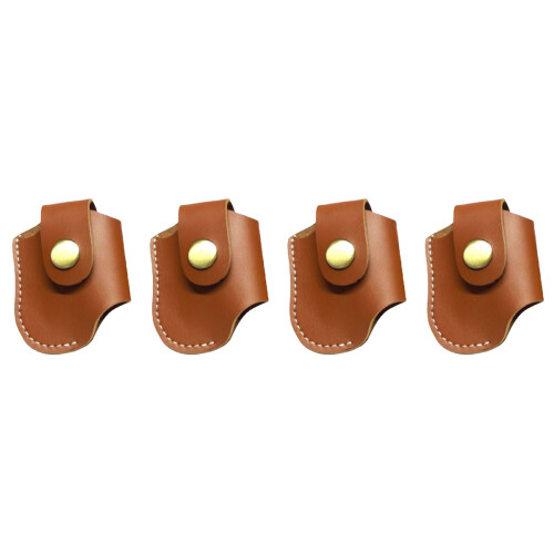 4Pièces Étui Cuir Marron Clair Multifonction Pour Briquet Voyage 2
