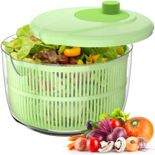 Salad Spinner Large Salad Washer and Spinner, 5.2L Lettuce Spinner with Vegetable Washing Basket and Serving Bowl, Household Fruit Drainer Salad Drye
