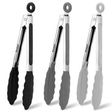 Anaeat 3 Pack 7" Mini Non-Stick Silicone Locking Tongs - Stainless Steel Kitchen Food Tong with Non-Slip Silicone Tips and Grip for Cooking, Baking a