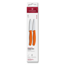 Victorinox Swiss Classic, Paring and Vegetable Knife Set, 2-piece, Extra Sharp Blade, Straight Edge for Precise cuts, 8 cm, Stainless Steel, Orange