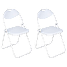 Nyxi Set of 2 Folding Chair, Padded Paris Faux Leather, Home Office Dining (2 X Chair, White)