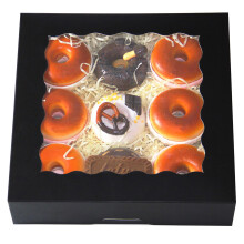 Gcardist Auto-pop Up Black 20.3x20.3x6.4cm 24Pcs Cookie Box with Window Pastry Macaron Bakery Box For Packaging (8x8x2.5 inch)