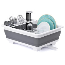 THANSTAR Collapsible Dish Drying Rack, Foldable Dish Drying Rack, Portable Space-Saving Drainer, Organiser for Kitchen, Caravan, Camper, Camping Esse