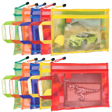 5 Color Mesh Zipper Pouch Bags, 10pcs A4 Double-Layer Nylon Puzzle Building Block Sets Toy Storage & Organization, Breathable See Through Zipper Pouc