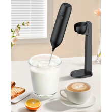 Pawfly Rechargeable Milk Frother Wand, Milk Frother Handheld with Stand & Stainless Steel Whisk, Powerful Electric Foam Maker Coffee Frother Drink Mi