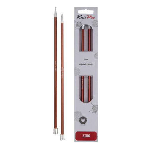 KnitPro Zing Single Pointed Needles 10" (25cm) | 5.50mm