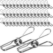 rietegio 70Pack Metal Clothes Pegs Large Washing Line Pegs Stainless Steel Clothes Pegs 5.4cm Strong Pegs for Washing Line Clothes Snack Bags Towels