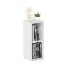 Furinno FULDA Book Shelf, 2-Tier Narrow Bookshelf, Bookcase with 8-In Width Storage Shelf, 9.3 x 7.9 x 21.2, for Living Room, Bedroom, Home Office, W