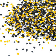 30g Metallic Star Confetti - Black and Gold Star Table Confettis, 6mm Glitter Foil Sprinkles Confettis, Sequins Stars Confetti for Birthday, Wedding,