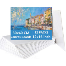 SHUESS 12 Pcs Blank Canvas for Painting - 30 x 40 cm (12 x 16 inch) Canvas Panel Boards - Pre Stretched Blank Art Canvases for Art, Acrylic Painting