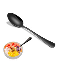 6.7 Inch Dessert Spoons Set of 8, Black Stainless Steel Cutlery Spoons for Kitchen Dining, Mirror Finishing Small Table Spoons for Home