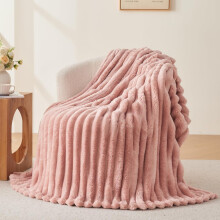 Wajade Fluffy Flannel Blanket Faux Fur Bed Throw Super Soft Warm Large Blanket for Bed Sofa Car, Pink 127x153CM