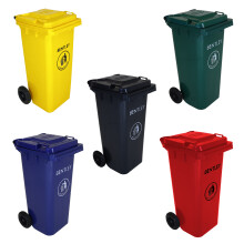 (Blue) Charles Bentley Outdoor Household Waste Medium Rubbish Wheelie Bin - Lightweight Up Frost Resistant - 120 L