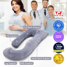 momcozy U Shaped Pregnancy Pillow, Full Body Support, Back&Hip, Cotton Pink