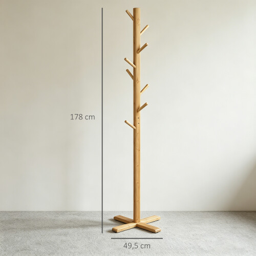 Homcom Perchero de Pie Marrón 49.5 x 49.5 x 178 cm 2