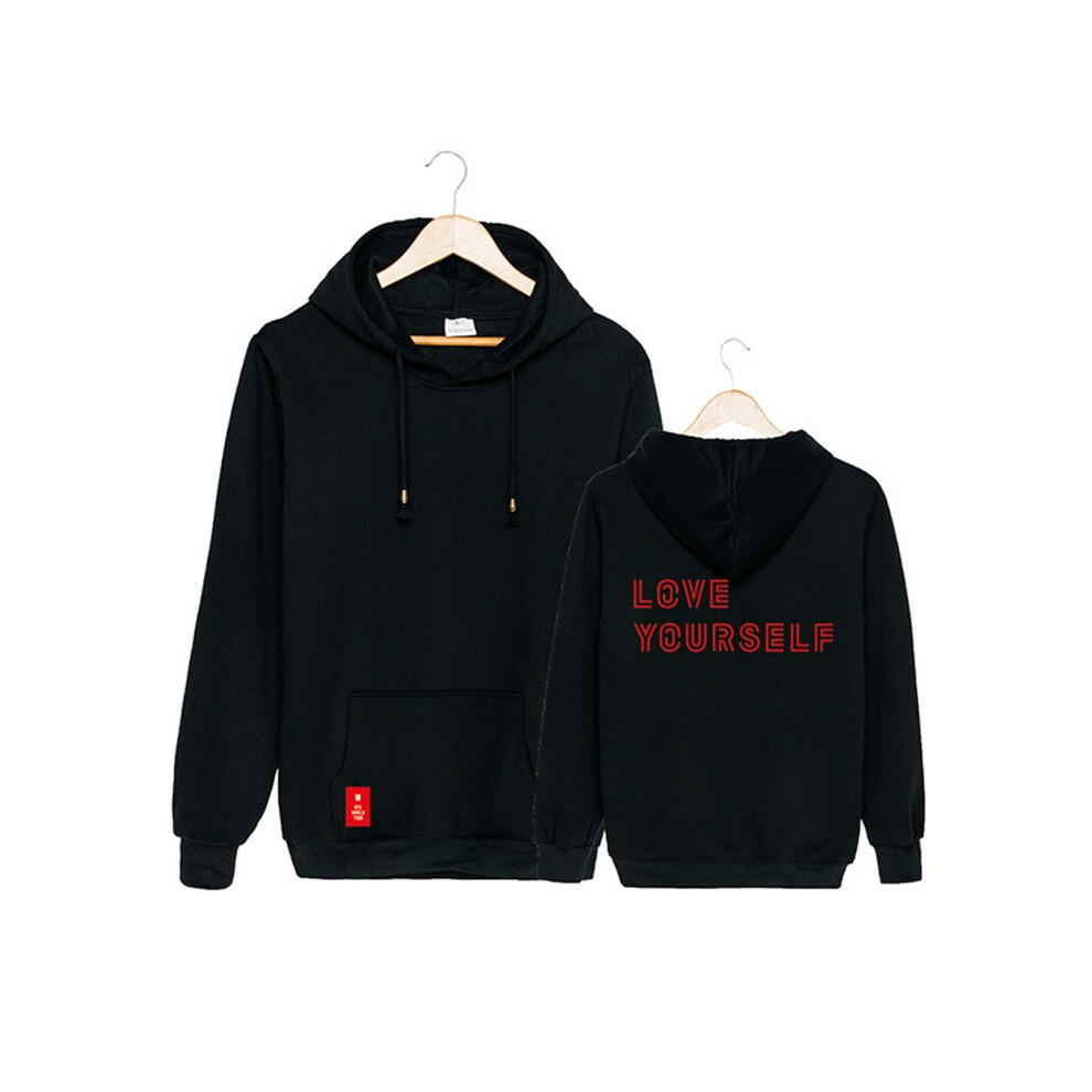 (Blackï¼Love Yourselfï¼,Tag Xl=Us M)Felpa Con Cappuccio Kpop Bts World Tour Love Yourself Maglione Jimin Suga Jin V-image