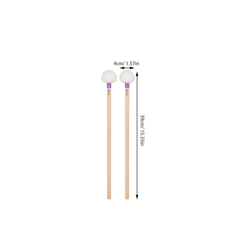 2Pièces Maillets Feutre Manche Bois Violet Instruments De Percussion 1