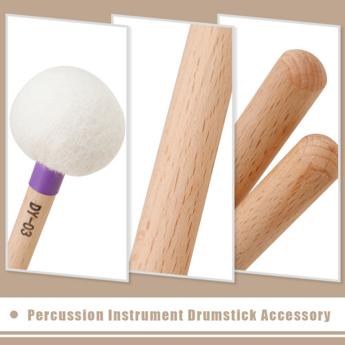 2Pièces Maillets Feutre Manche Bois Violet Instruments De Percussion 2
