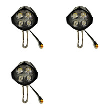 3X Accesorios para Faros Delanteros LED para Bicicleta Eléctrica, Lámpara 36V y 48V, Luz Delantera con Bocina Integrada 3 Pines y 4 Bombillas LED