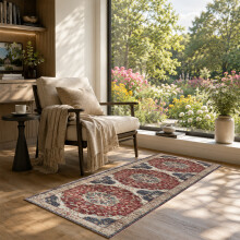 (60x220 cm- Runner Rug Indoor Outdoor, Whisper) Non-Slip Traditional Rugs Runner Carpet Floor Mat