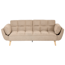 Sofa Bed 3 Seater ASBY Fabric Light Brown