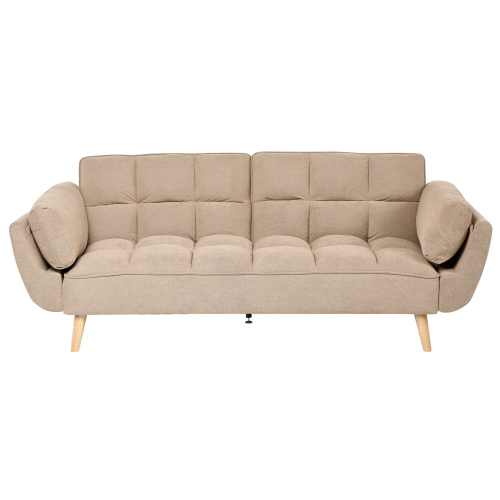 Beliani Sofa Bed 3 Seater ASBY Fabric Light Brown