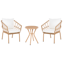 Bistro Set FERLA PE Rattan Light Brown