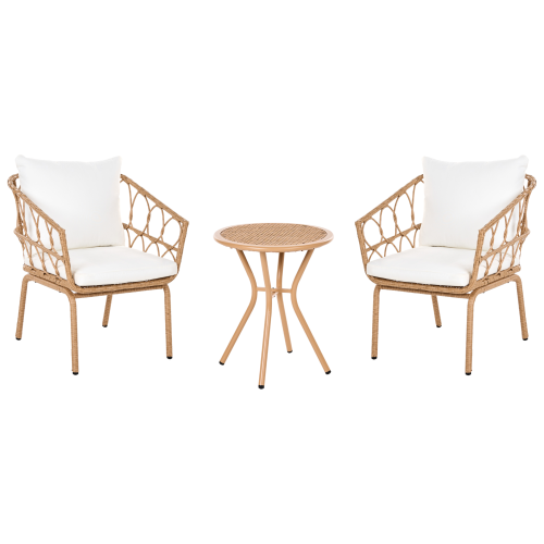 Beliani Bistro Set FERLA PE Rattan Light Brown