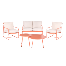 Garden Sofa Set 4 Seater FORMELLO Coral Metal with Tables