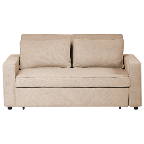 Beliani Sofa Bed 2 Seater UTTELA Fabric Light Brown