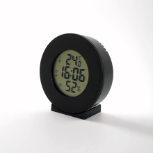 (black) Digital LCD Travel Alarm Clock With Temperature Hygrometer Mini Desk Wall Clock Battery Powered